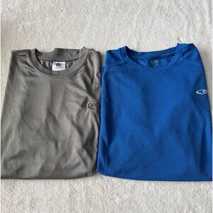 BUNDLED Mens Short Sleeve Performance T-Shirts Blue & Gray Size XL Polyester